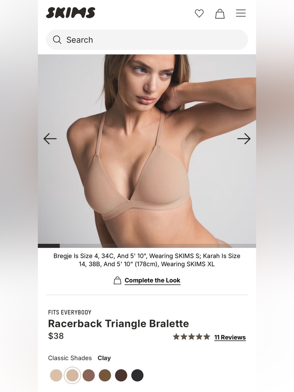 NWT! SKIMS Fits Everybody Racerback Plunge Bralette Size Medium Clay